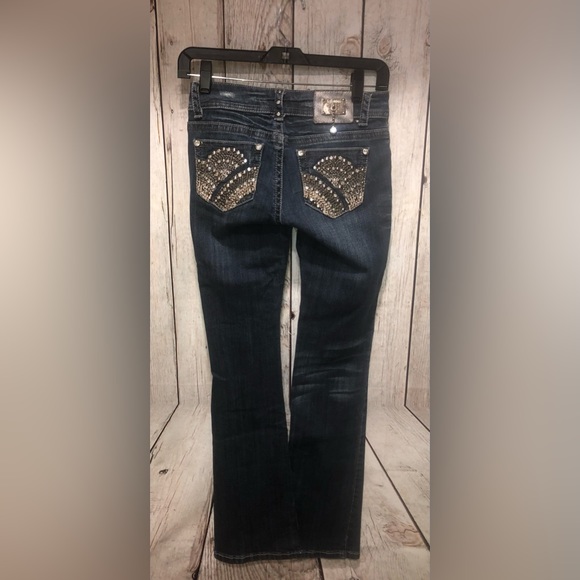 LA IDOL Women’s Jeans Size 1 W27 L33 Tattered Rhinestone Pocket (see details - Picture 1 of 10
